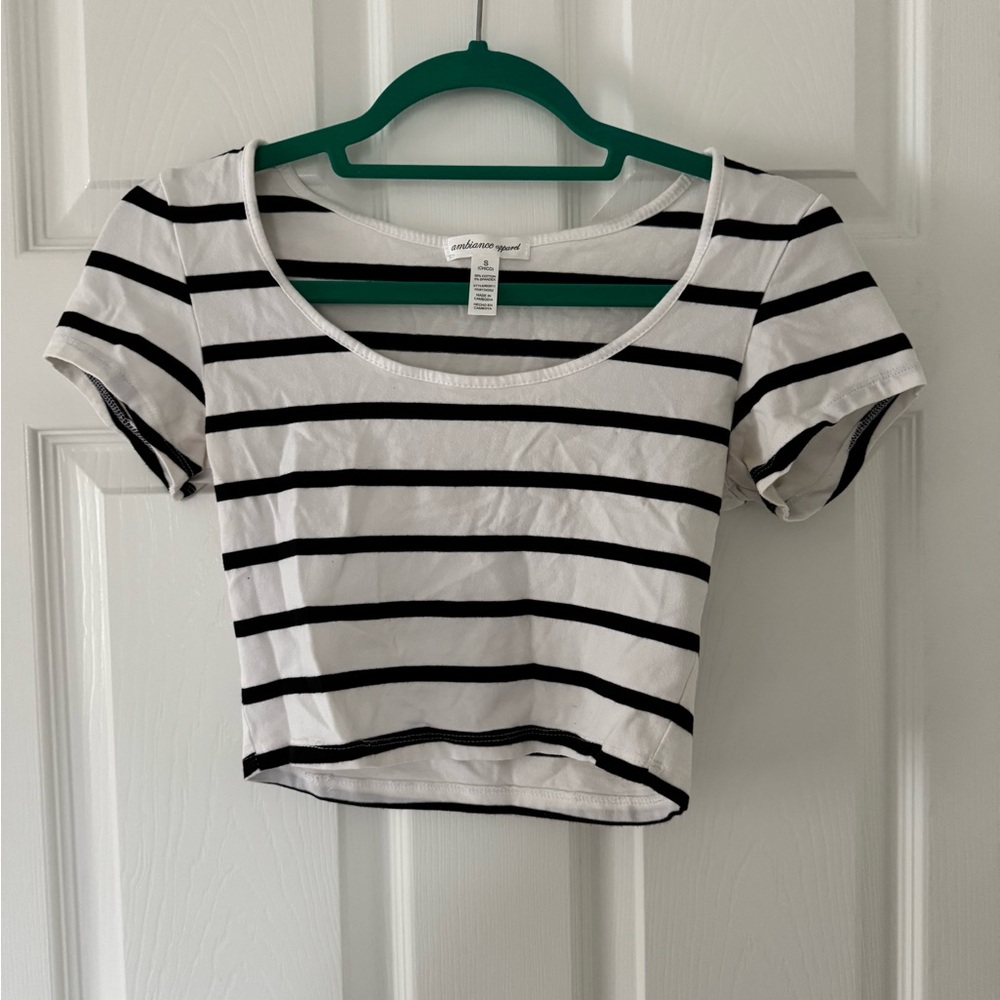 Black and White Striped Crop Top